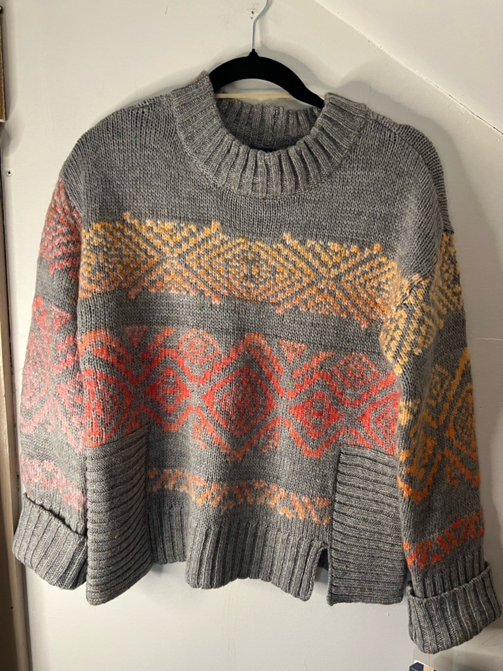 Democracy Oversized Women's Jacquard Sweater in Pink/Orange Ombré Size Small NWT